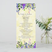 Waterverf Lavender Floral Yellow Wedding Menu (Staand voorkant)