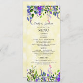 Waterverf Lavender Floral Yellow Wedding Menu (Voorkant / Achterkant)