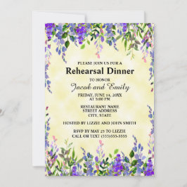Waterverf Lavender Floral YellowWedding Rehearsal Kaart