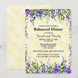 Waterverf Lavender Floral YellowWedding Rehearsal Kaart