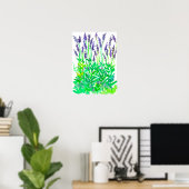 Waterverf lavender Flower Garden Poster (Thuiskantoor)