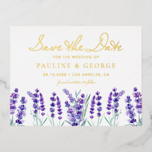 Waterverf lavender Flower Garden Save the Date Folie Uitnodiging Briefkaart