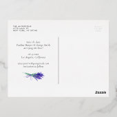 Waterverf lavender Flower Garden Save the Date Folie Uitnodiging Briefkaart (Achterkant)