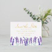 Waterverf lavender Flower Garden Save the Date Folie Uitnodiging Briefkaart (Staand Voorkant)