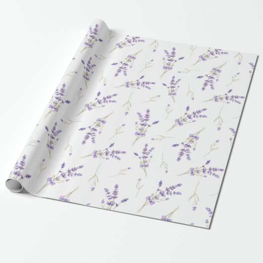Waterverf lavender Flowers and Leaves Cadeaupapier (Uitgerold)