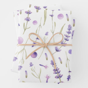 Waterverf lavender Flowers and Leaves Inpakpapier Vel