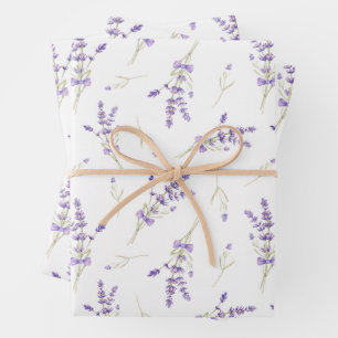 Waterverf lavender Flowers and Leaves Inpakpapier Vel