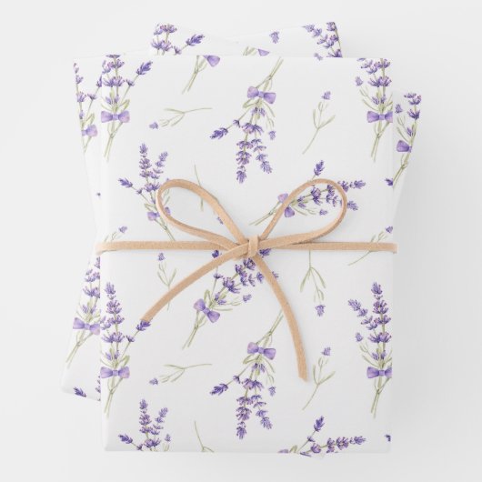 Waterverf lavender Flowers and Leaves Inpakpapier Vel (In situ)