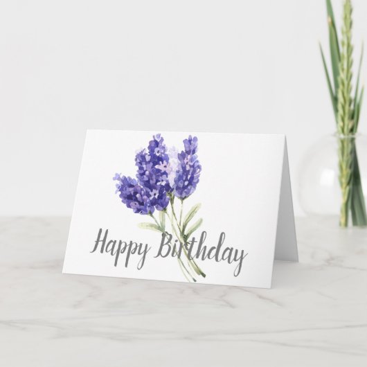 Waterverf Lavender Flowers Birthday Kaart (Voorkant)