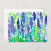Waterverf Lavender Flowers Briefkaart (Voorkant / Achterkant)