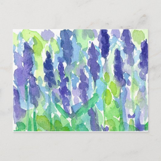 Waterverf Lavender Flowers Briefkaart (Voorkant)