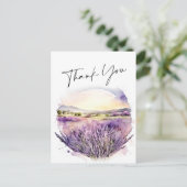 Waterverf Lavender Flowers Field Hartelijk dank Briefkaart (Staand voorkant)