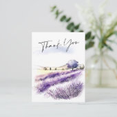 Waterverf Lavender Flowers Field Hartelijk dank Briefkaart (Staand voorkant)