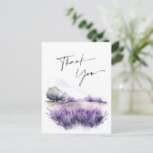 Waterverf Lavender Flowers Field Hartelijk dank Briefkaart (Staand voorkant)