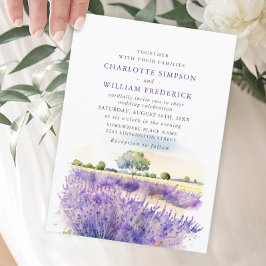 Waterverf Lavender Flowers Field Wedding Kaart