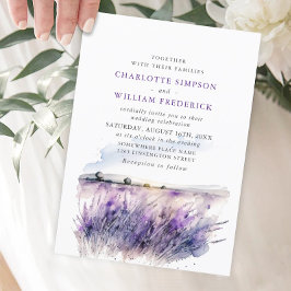 Waterverf Lavender Flowers Field Wedding Kaart