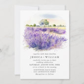 Waterverf Lavender Flowers Field Wedding QR code Kaart (Voorkant)