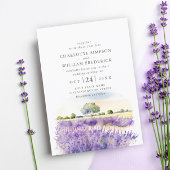 Waterverf Lavender Flowers Field Wedding QR code Kaart