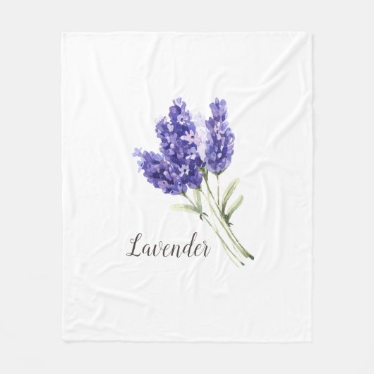 Waterverf Lavender Flowers Fleece Deken (Voorkant)