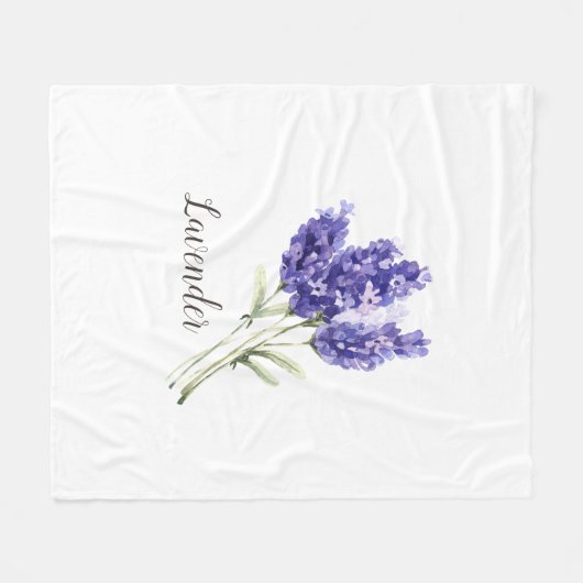 Waterverf Lavender Flowers Fleece Deken (Voorkant (Horizontaal))