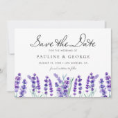Waterverf Lavender Flowers Floral Bouquet Save The Date (Voorkant)