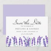 Waterverf Lavender Flowers Floral Bouquet Save The Date (Voorkant / Achterkant)