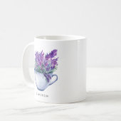 Waterverf Lavender Flowers in Teacup Personalized Koffiemok (Voorkant links)