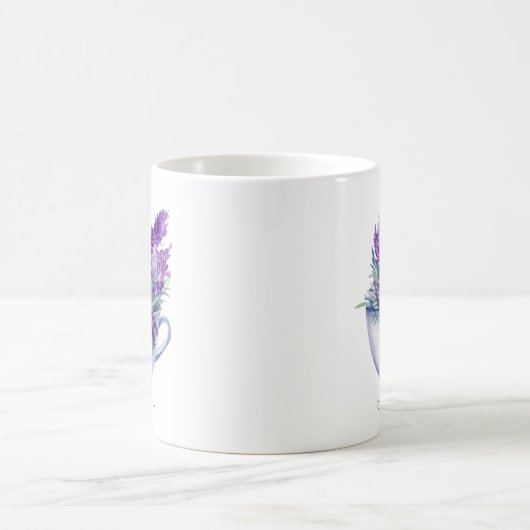 Waterverf Lavender Flowers in Teacup Personalized Koffiemok (Center)