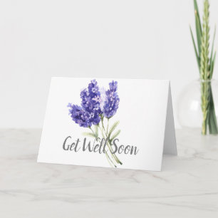 Waterverf lavender Flowers krijgen snel een goede  Bedankkaart