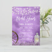 Waterverf lavender Flowers & Lantern Bridal Showe Kaart (Staand voorkant)