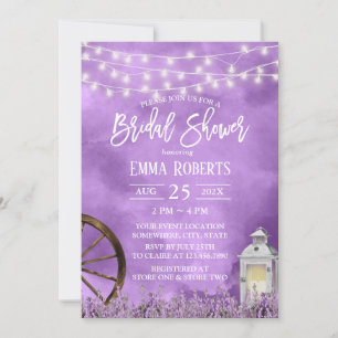Waterverf lavender Flowers & Lantern Bridal Showe Kaart