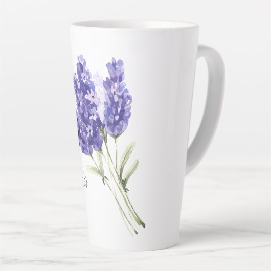 Waterverf Lavender Flowers Latte Mok (Rechterhoek)