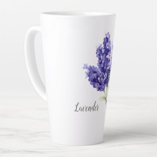Waterverf Lavender Flowers Latte Mok (Linkerhoek)
