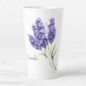 Waterverf Lavender Flowers Latte Mok (Voorkant)