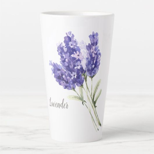 Waterverf Lavender Flowers Latte Mok (Voorkant)