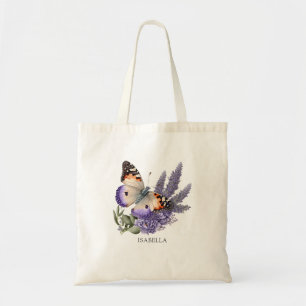 Waterverf lavender Flowers met Butterfly Custom Tote Bag