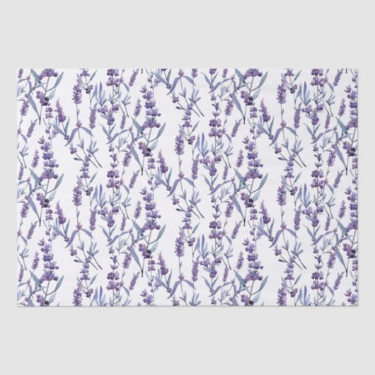 Waterverf lavender Flowers on White Tissuepapier (Voorkant)