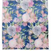 Waterverf lavender Flowers op Dark Blue Douchegordijn (Voorkant)