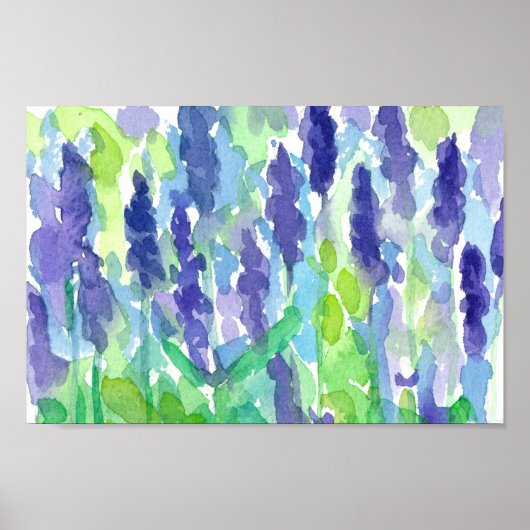 Waterverf lavender Flowers Painting Poster (Voorkant)