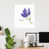 Waterverf Lavender Flowers Poster (Thuiskantoor)