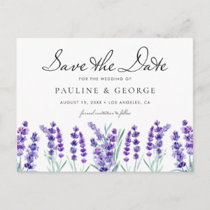 Waterverf Lavender Flowers Save the Date Briefkaart