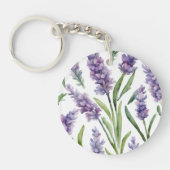 Waterverf Lavender Flowers Sleutelhanger (Voorkant)