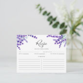 Waterverf Lavender Flowers Spring Recipe Kaart (Staand voorkant)