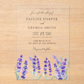 Waterverf lavender Flowers Spring Wedding Acryl Uitnodigingen (Voorkant)