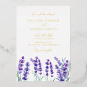 Waterverf lavender Flowers Spring Wedding Folie Uitnodiging (Voorkant)