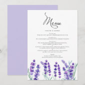 Waterverf lavender Flowers Spring Wedding Menu (Voorkant / Achterkant)