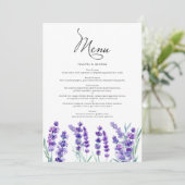 Waterverf lavender Flowers Spring Wedding Menu (Staand voorkant)