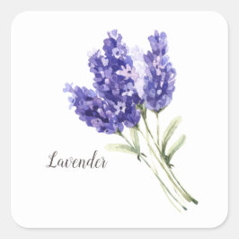 Waterverf Lavender Flowers Vierkante Sticker