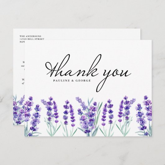 Waterverf lavender Flowers Weddenschap Briefkaart (Voorkant / Achterkant)