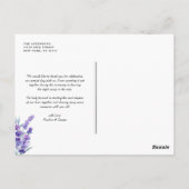 Waterverf lavender Flowers Weddenschap Briefkaart (Achterkant)